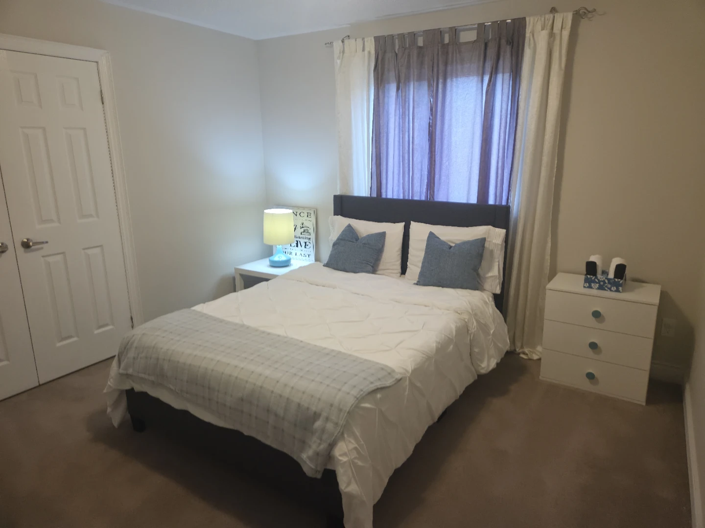 Dark blue Double Fabric Bed Frame - photo 2