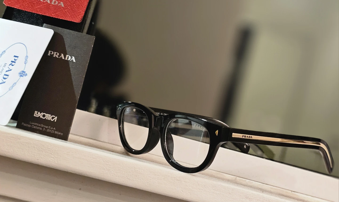 Prada Black Eyeglasses with Case and Authenticity Card