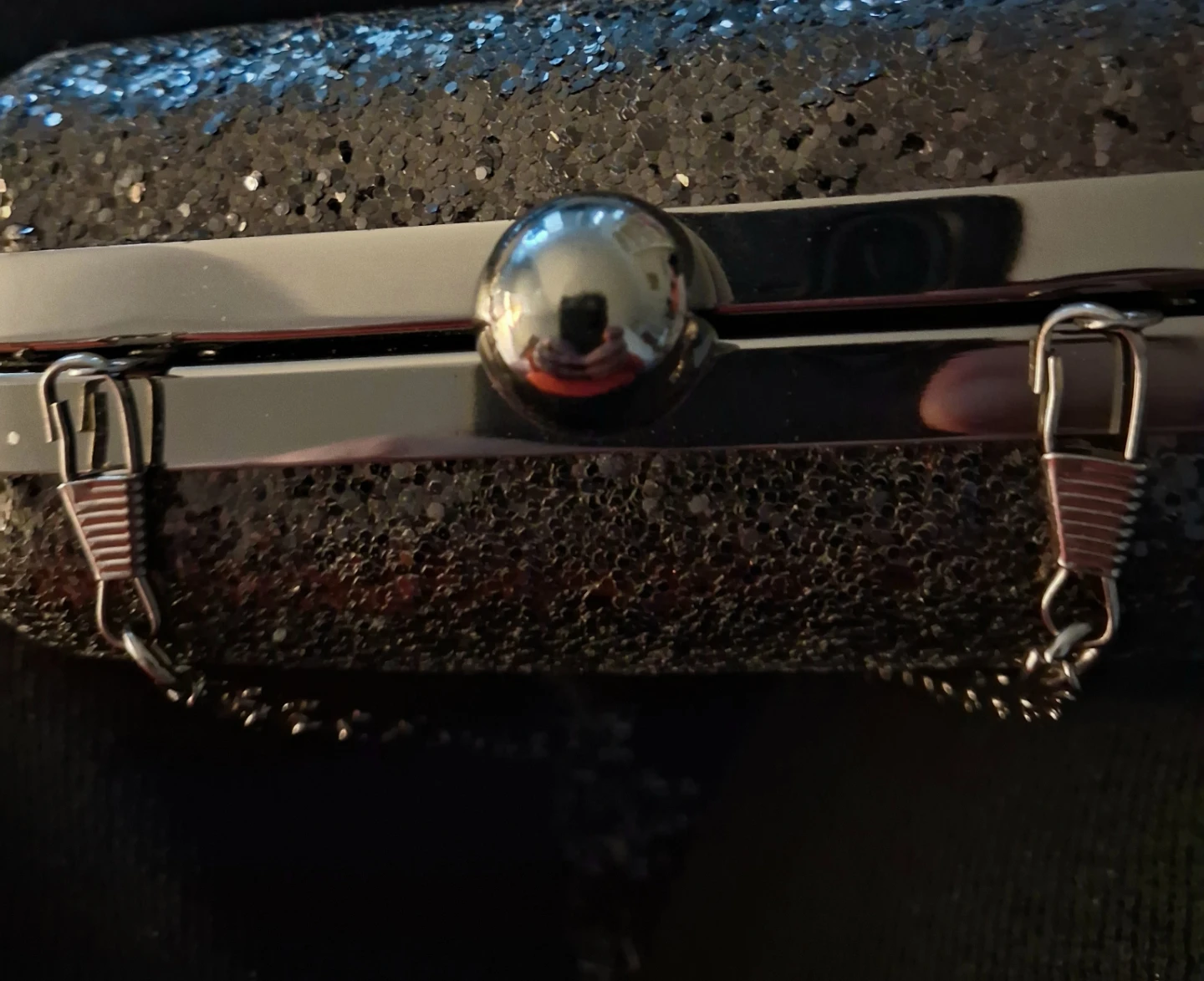 ALDO Black Glitter Clutch with Chain - photo 5