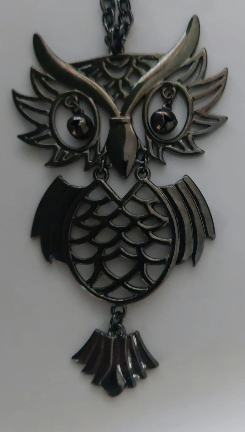 Gunmetal Owl Pendant Necklace