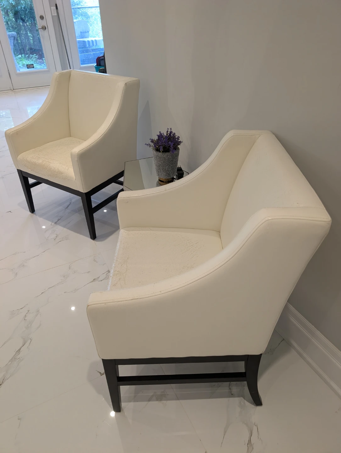 Set of Two Cream Accent Chairs