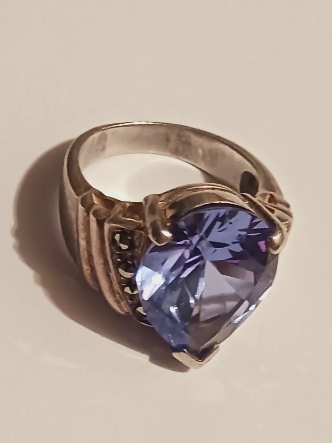 Gorgeous Sterling Silver 925 Blue Stone Cocktail Ring - photo 3