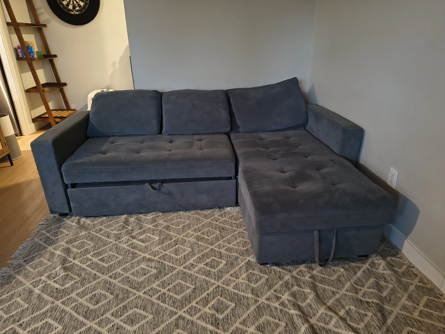 Large Grey Sectional Sofa with Pull-Out Bed and Storage - photo 2