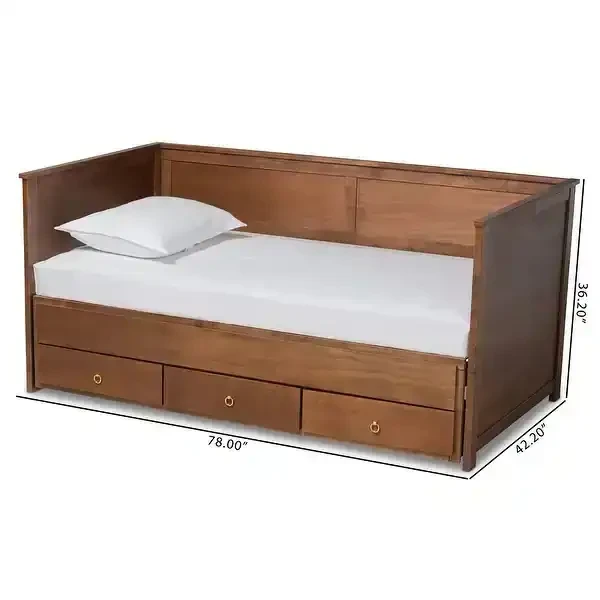 Thomas Expandable Daybed Twin to King with 3 Drawers Walnut