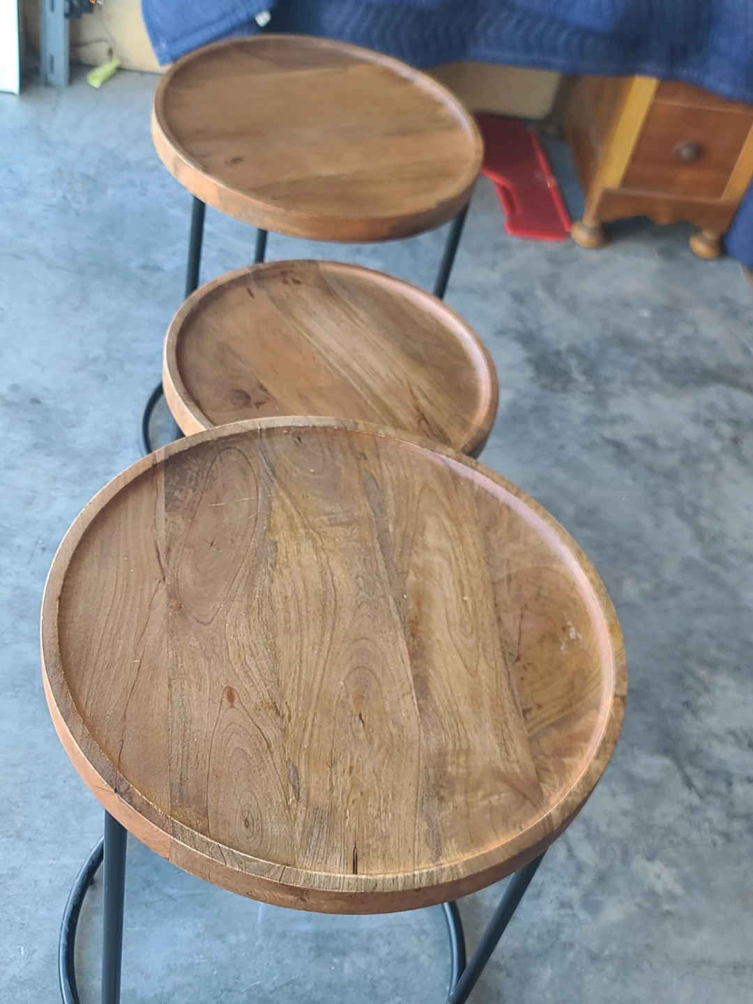 Structube Set of 3 Wood & Black Metal Nesting Side Tables - photo 3
