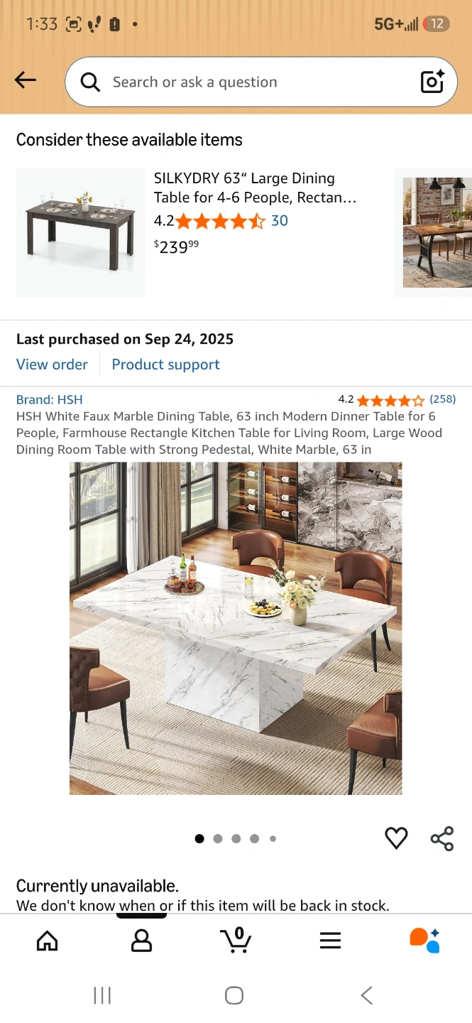 HSH Faux Marble Dining Table