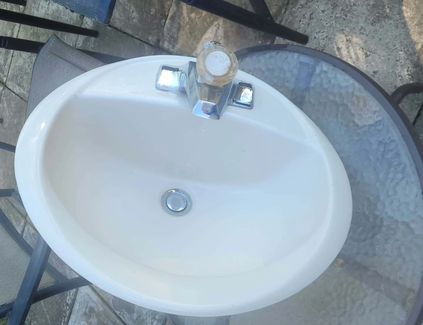 White Bathroom Sink Basin with Chrome Faucet 25$