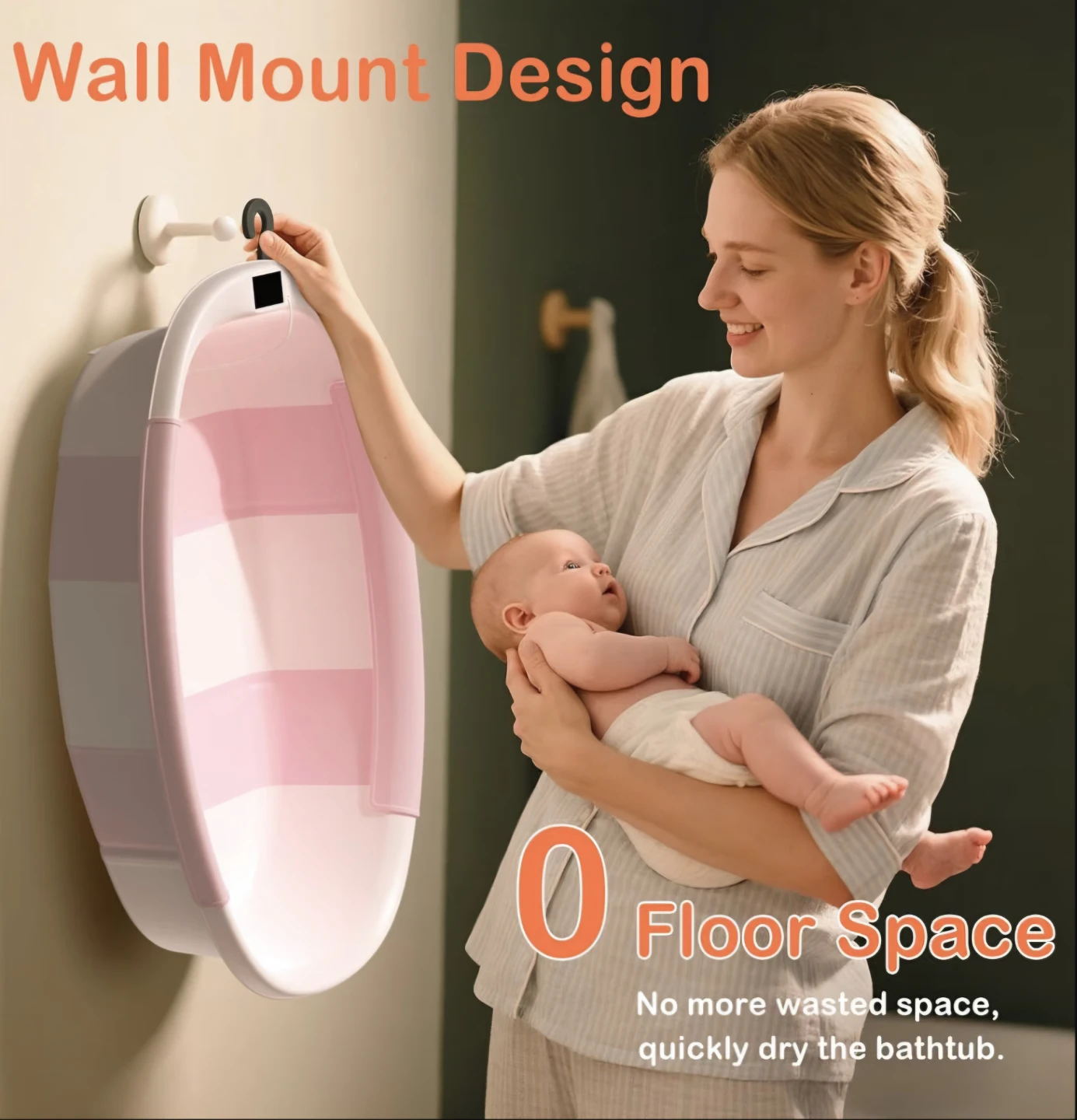 Large Capacity Foldable Baby Bathtub Pink - photo 5