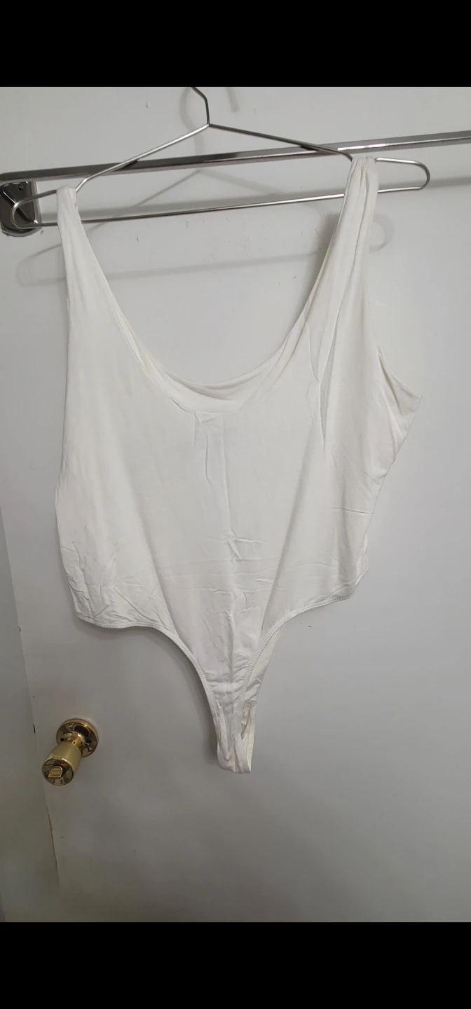 White Graphic Print Thong Bodysuit 2XL - photo 2
