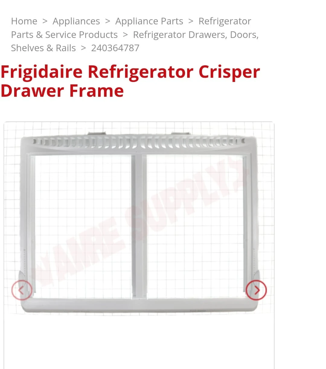 Frigidaire Refrigerator Crisper Drawer Frame 240364787 - photo 3