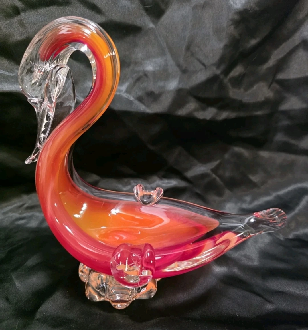 Vintage Hand-Blown Glass Swan Figurine