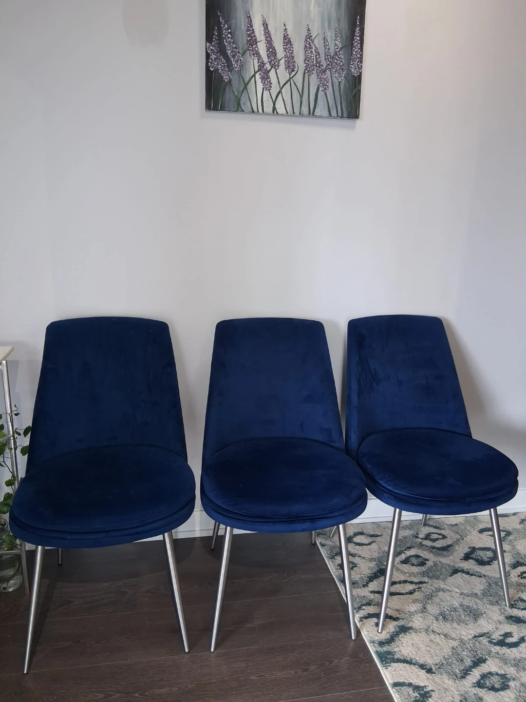 Blue velvet dining chairs (READ DESCRIPTION) - photo 2