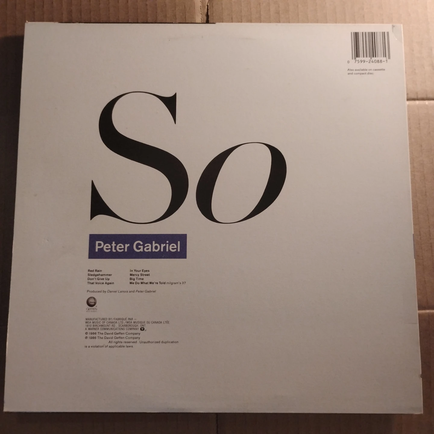 Peter Gabriel So Vinyl Record - photo 2