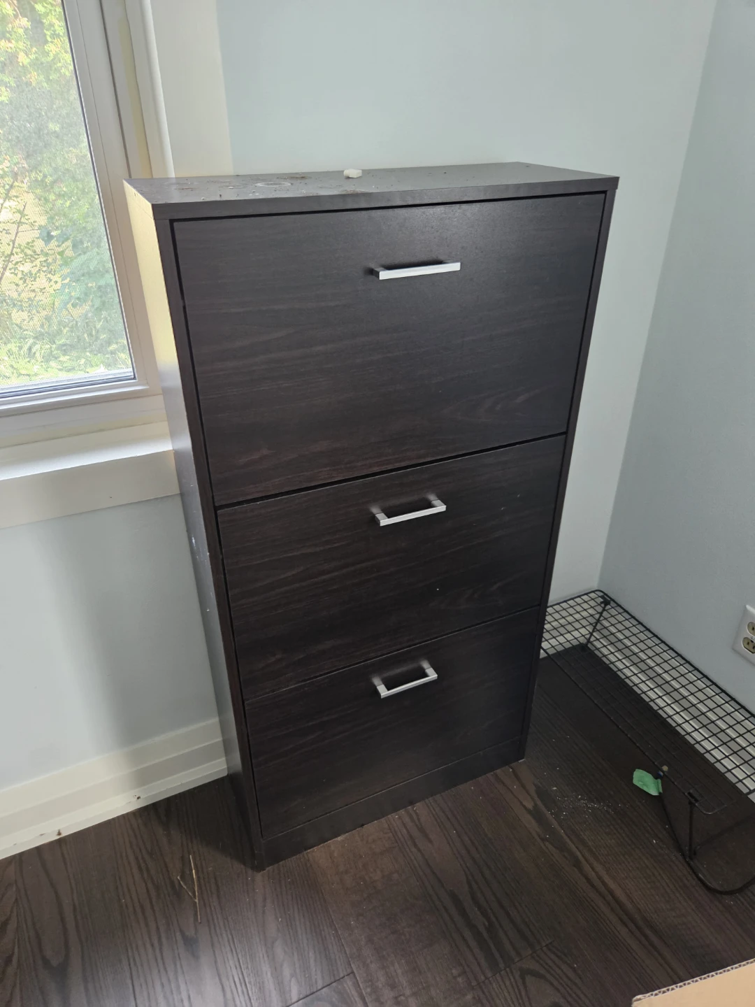 Dark Brown 3-Tier Shoe Cabinet