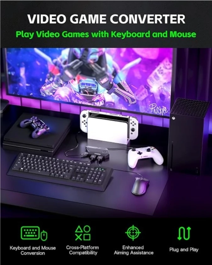 Aimzenix 7-in-1 Keyboard & Mouse Adapter for Consoles - New - photo 3