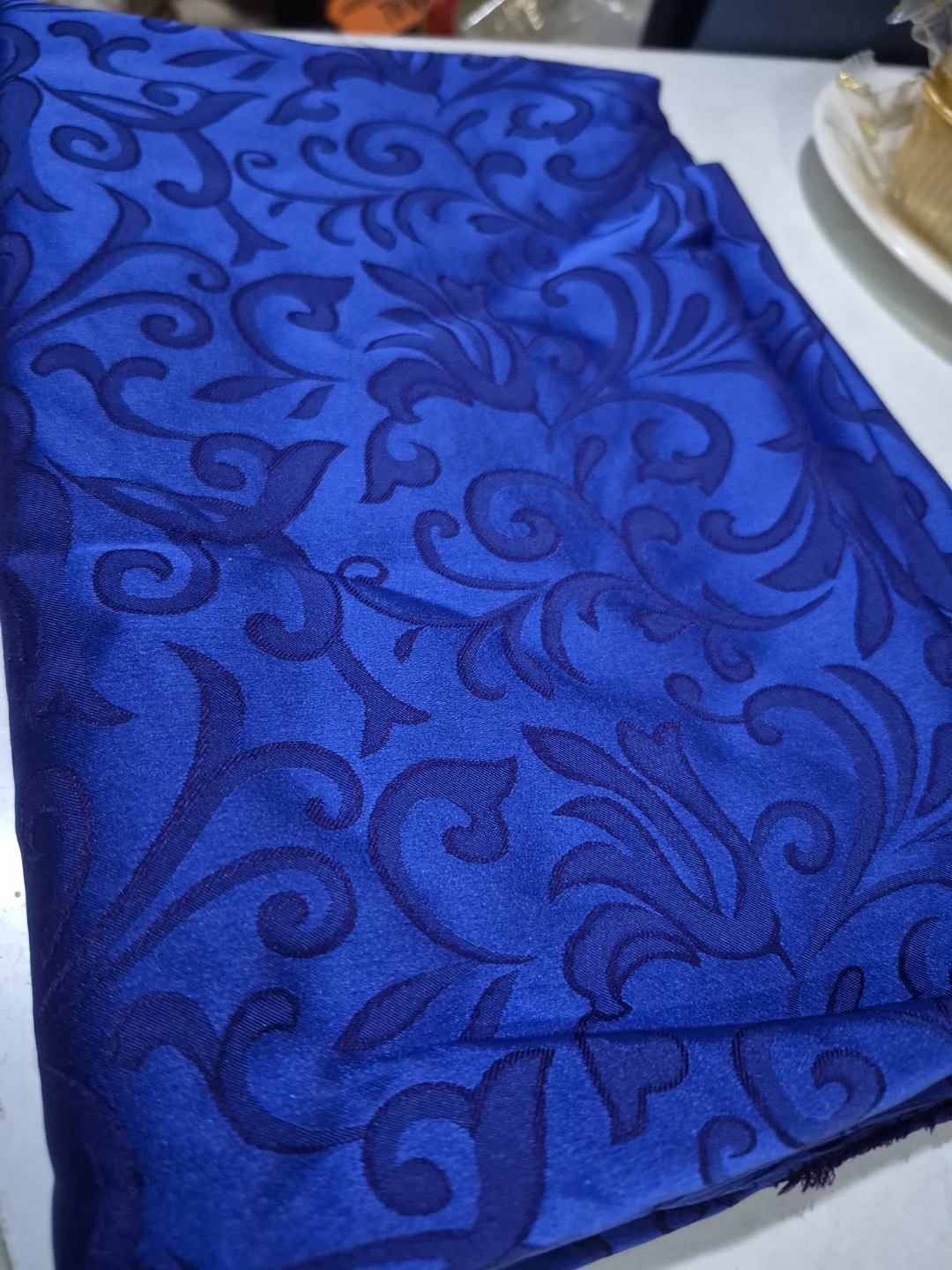 Royal Blue Floral Brocade Fabric 2 meters - photo 2