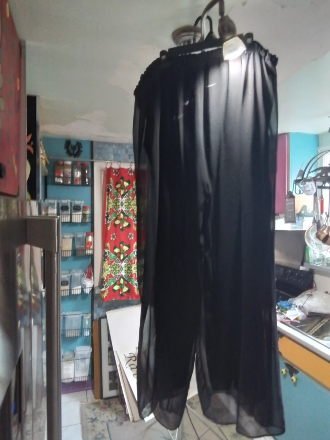 Black Sheer Wide-Leg Trousers