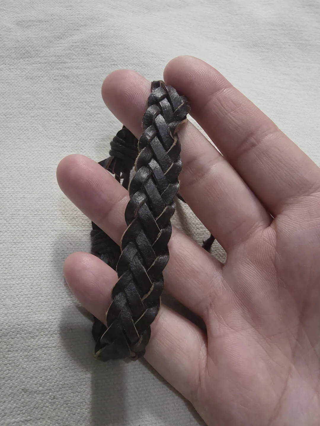 Dark brown braided leather bracelet flat 🏈