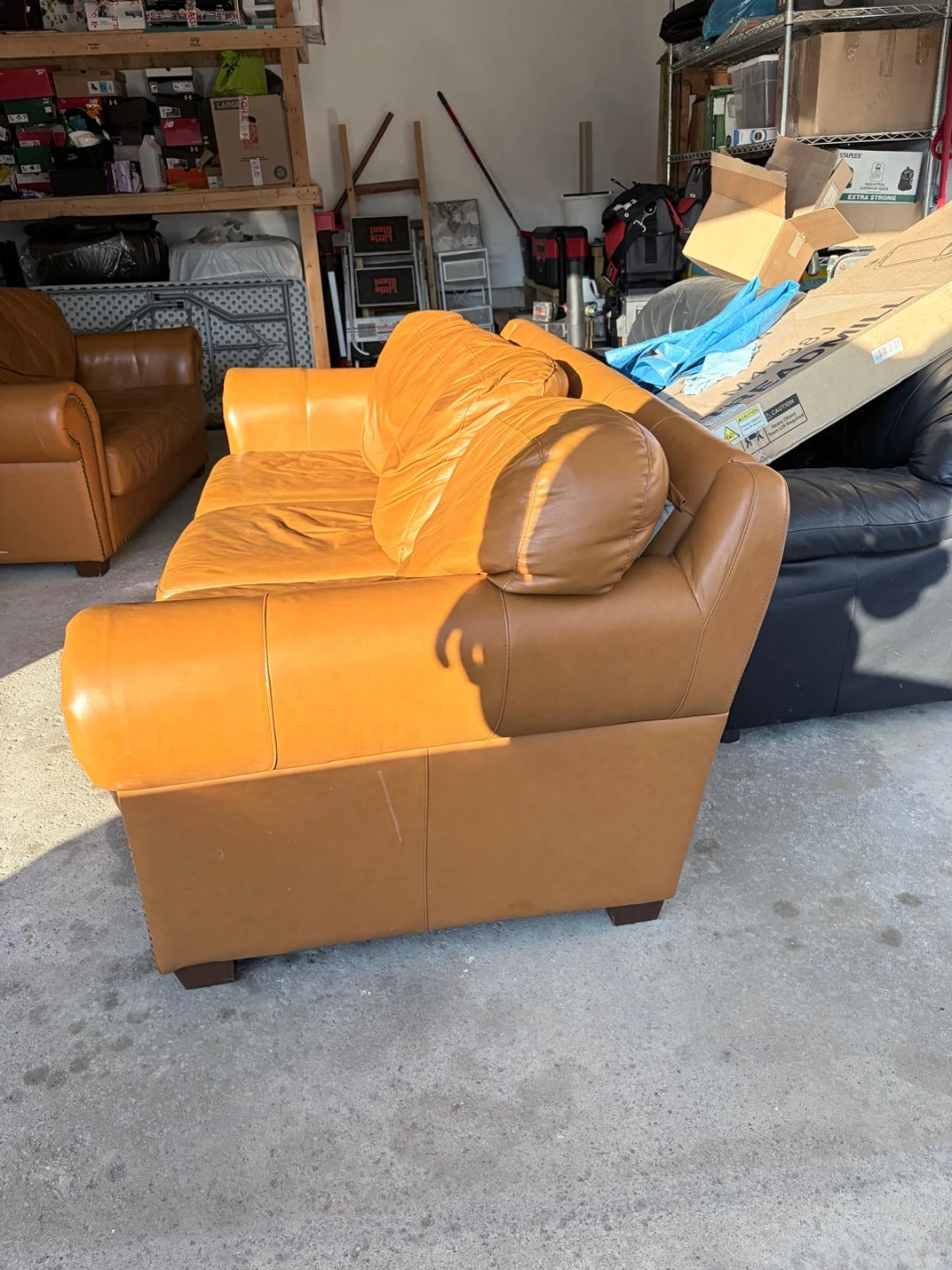 Tan leather Sofa - 3+2 Seater - photo 5