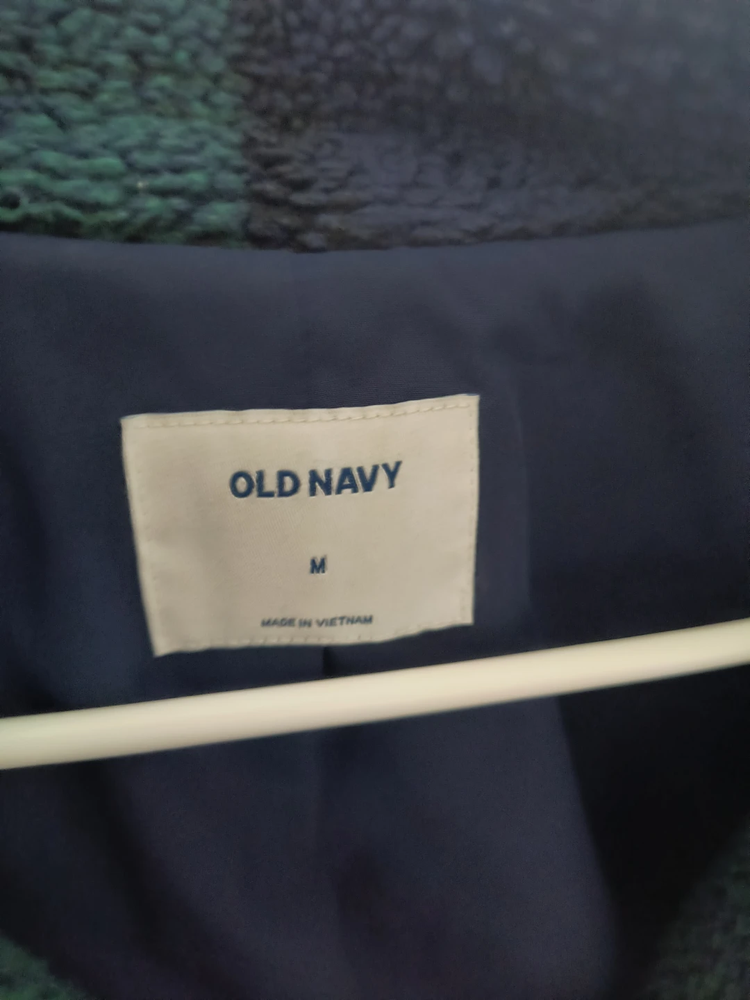 Old Navy Green and Navy Plaid Sherpa Coat - photo 2