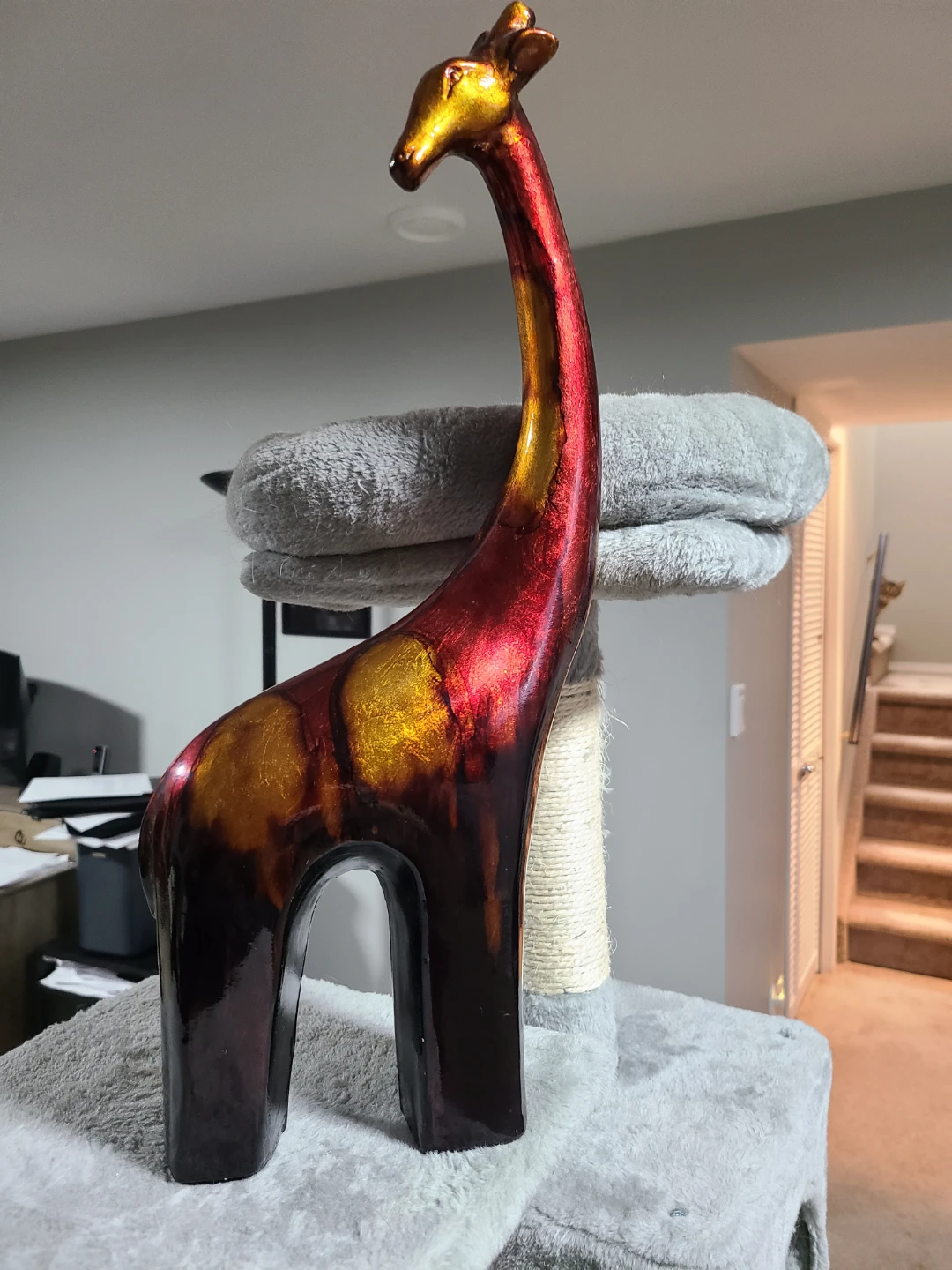 Decorative Red and Gold Giraffe Figurine