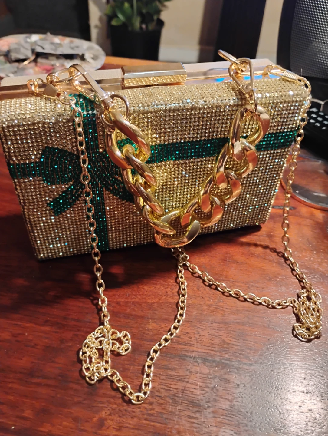 Rhinestone Gift Box Clutch Bag - photo 2
