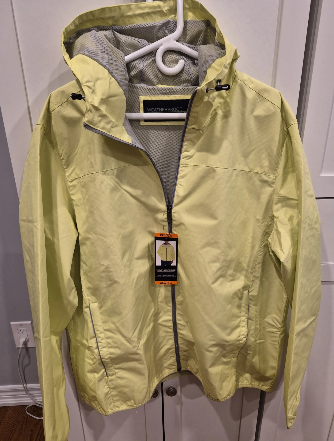 Weatherproof Hooded Windbreaker, Lemon, XXL