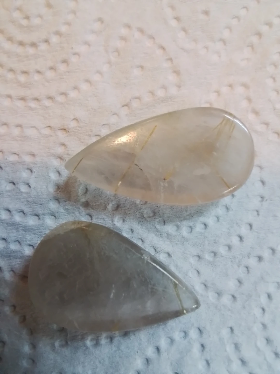 Two Golden Rutilated Quartz Cabochons - photo 4