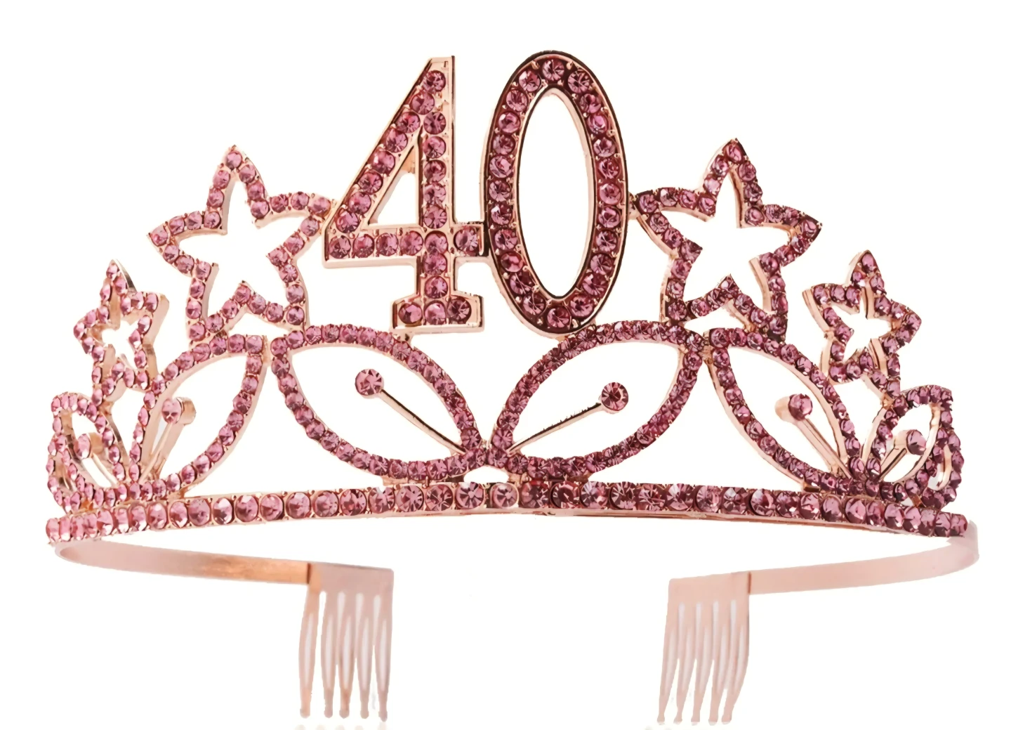 New 40th Birthday Rose Gold Rhinestone Tiara - photo 3