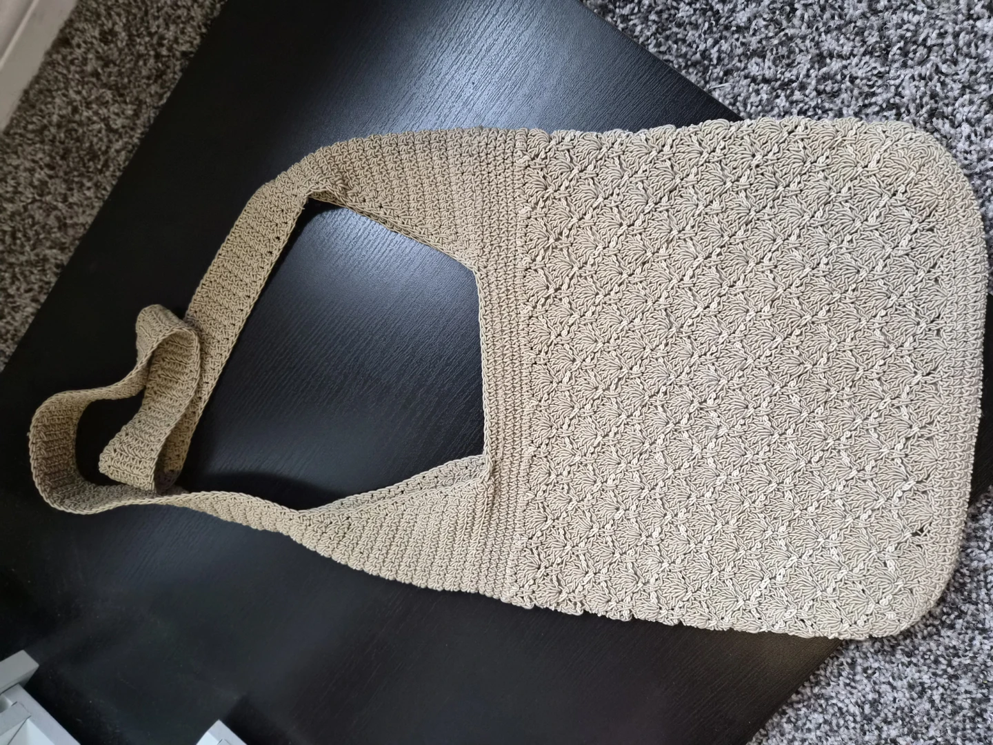 Vintage Crochet Shoulder Bag – Taupe Boho Purse - photo 3