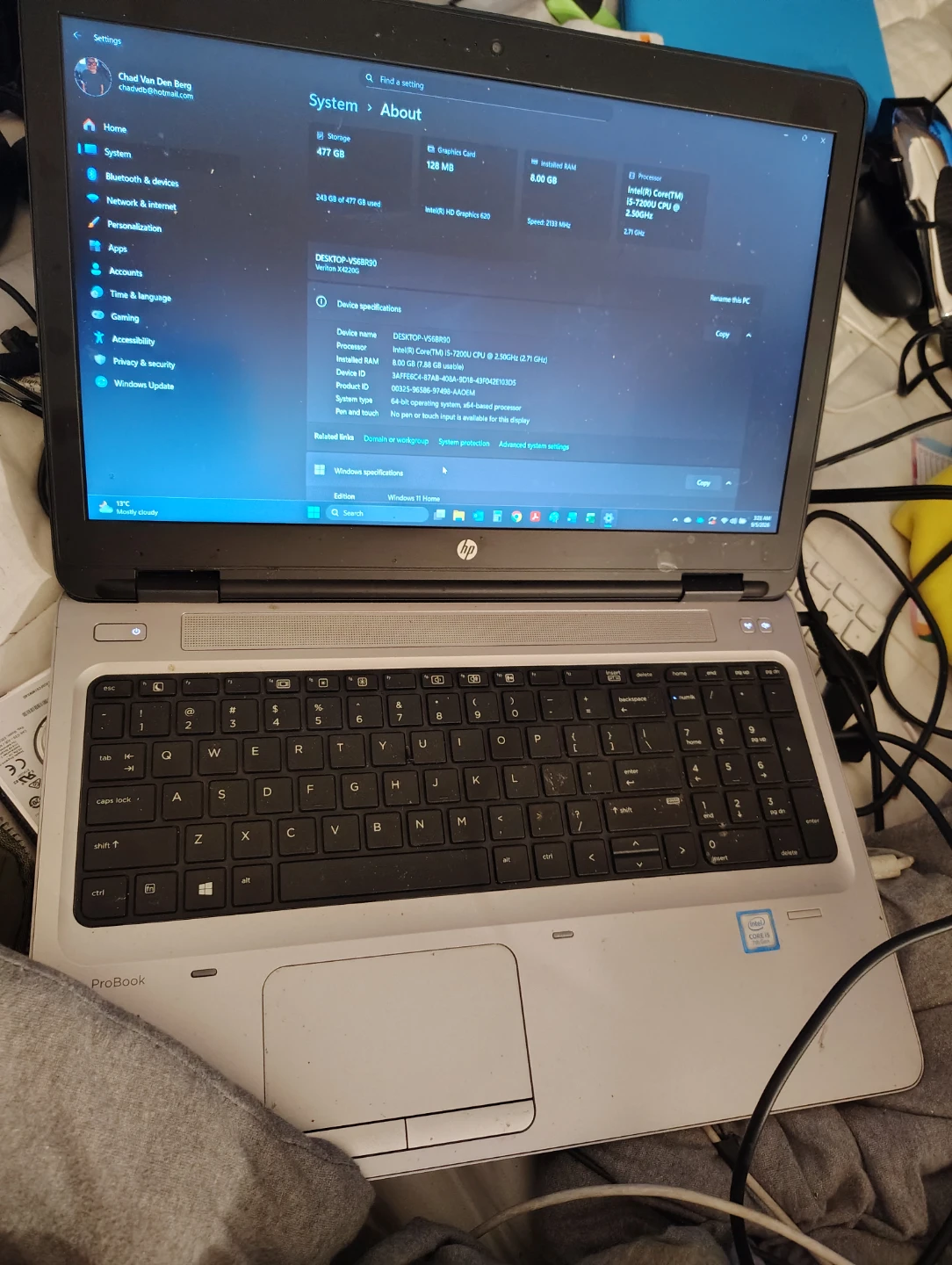 HP ProBook Laptop i5-7200U 8GB RAM