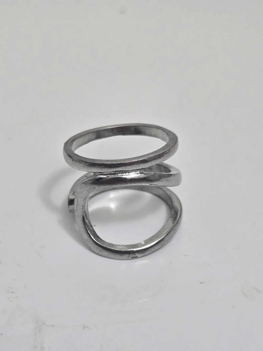 Silver-tone spiral wrap ring
