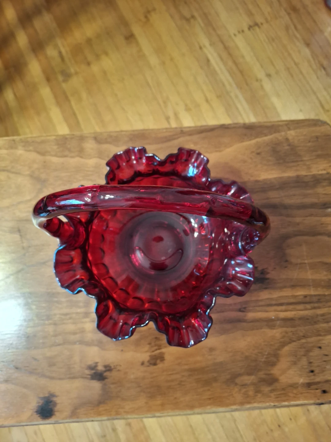 Vintage Fenton Ruby Red Glass Basket - photo 2