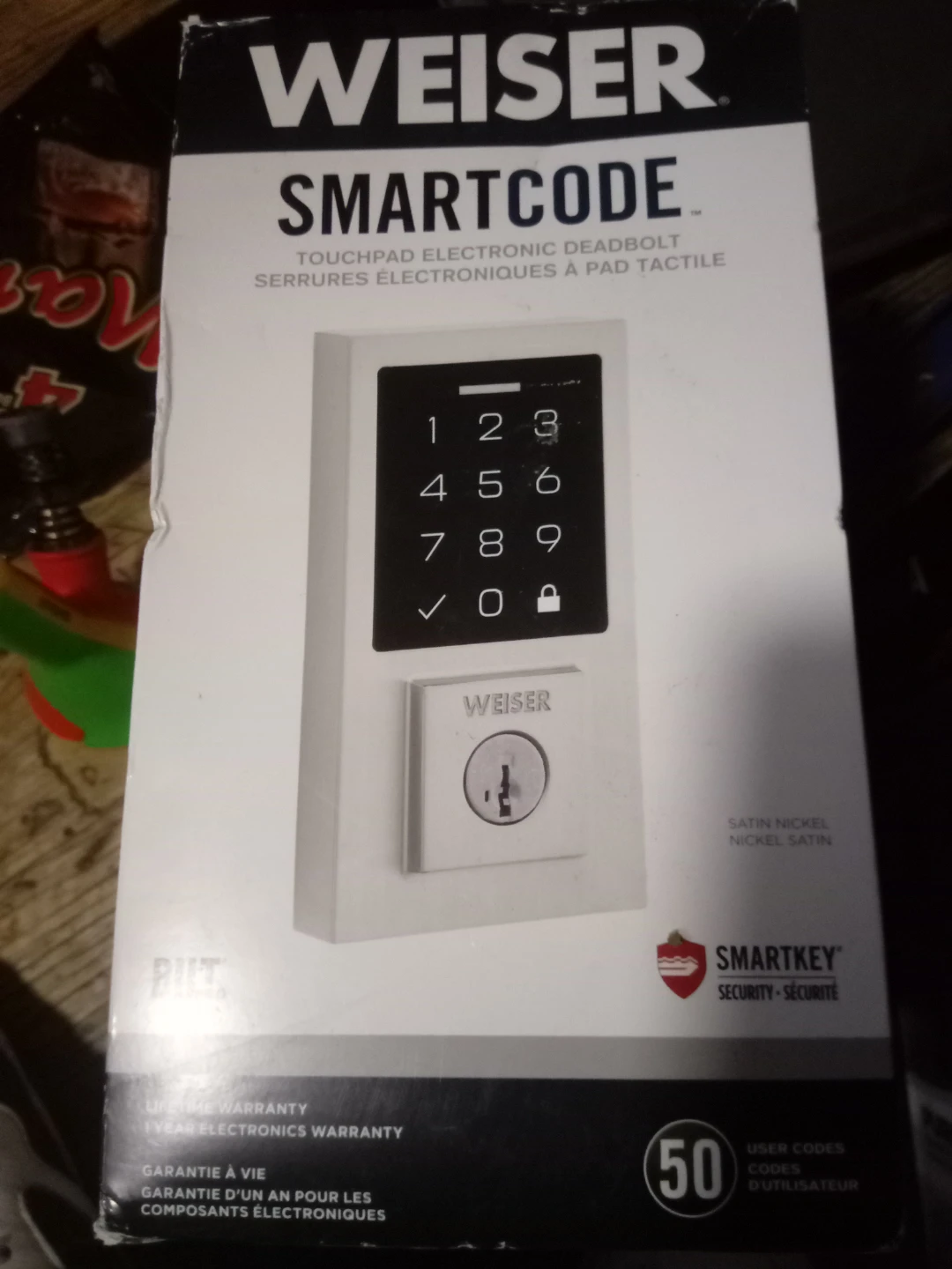 Weiser SmartCode Touchpad Electronic Deadbolt Satin Nickel