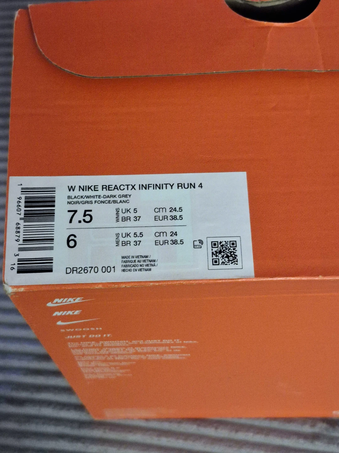 Nike Size 7.5 ReactX Infinity Run 4 Black/White - photo 5