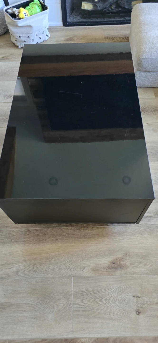 Black Glossy Coffee Table with Drawers - photo 3