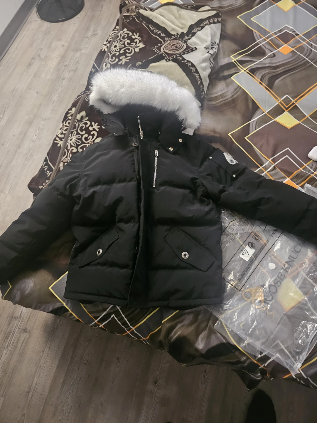 Brand new Moose Knuckles Black Puffer Jacket with Fur Hood