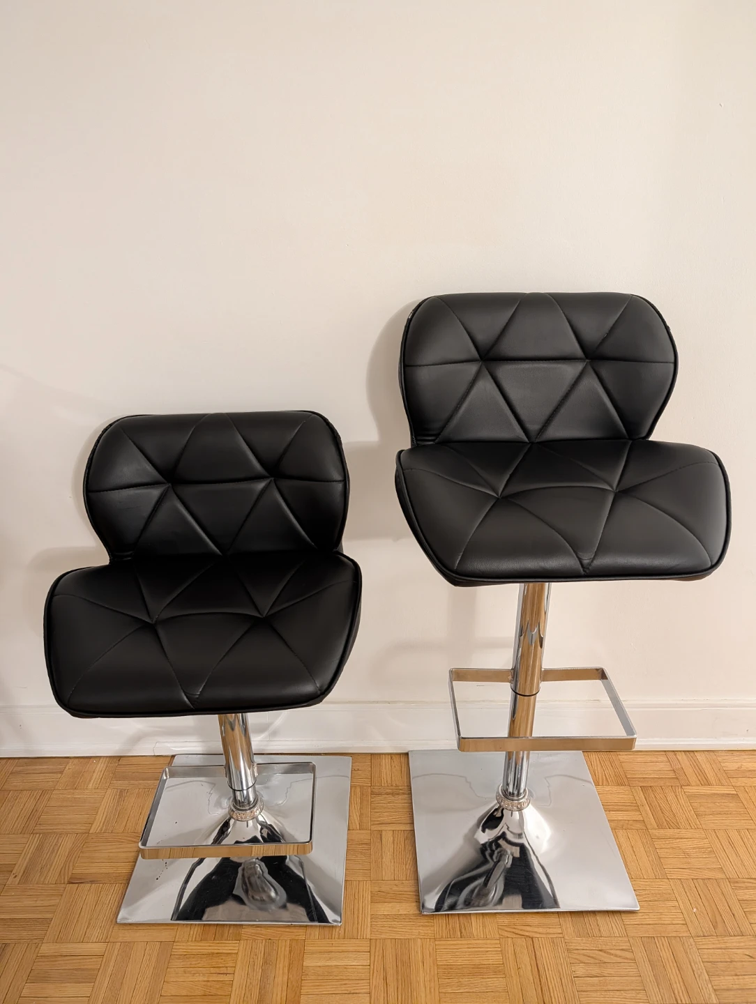 Set of 2 Adjustable Black Bar Stools