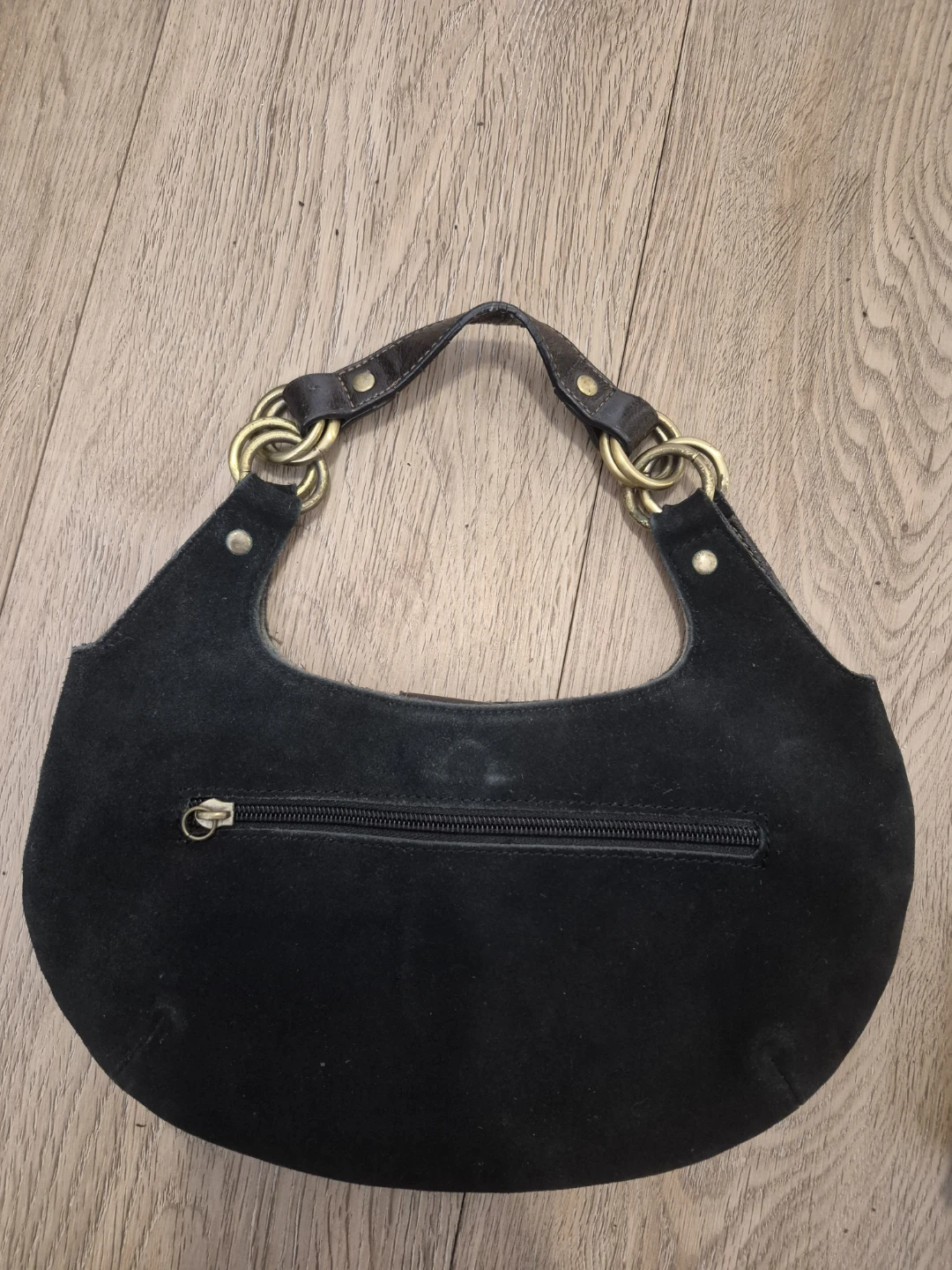 Black suede hobo shoulder bag - photo 3