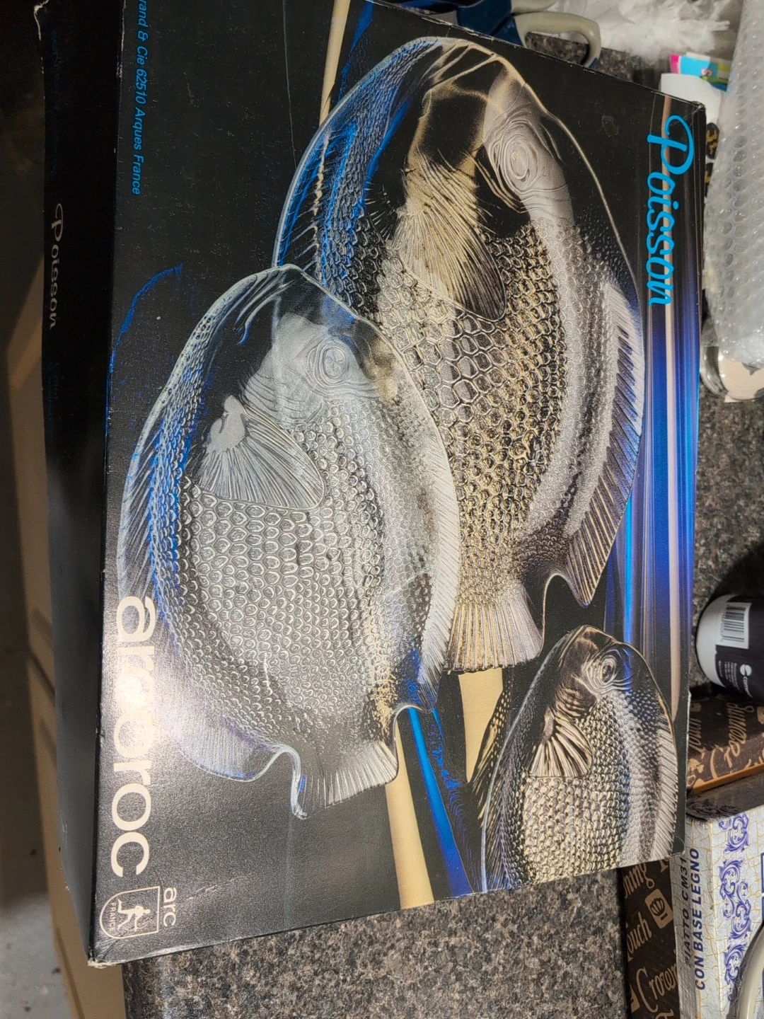 Arcoroc France Fish Shaped  Glass  Plates, Set of 6