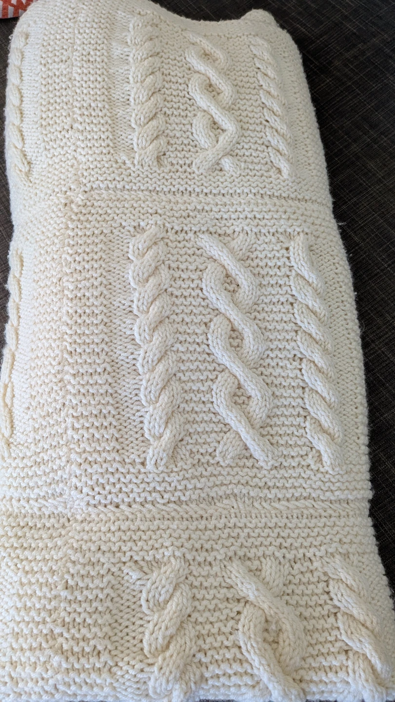 Handmade Cable Knit Throw Blankets (Cream or Grey)