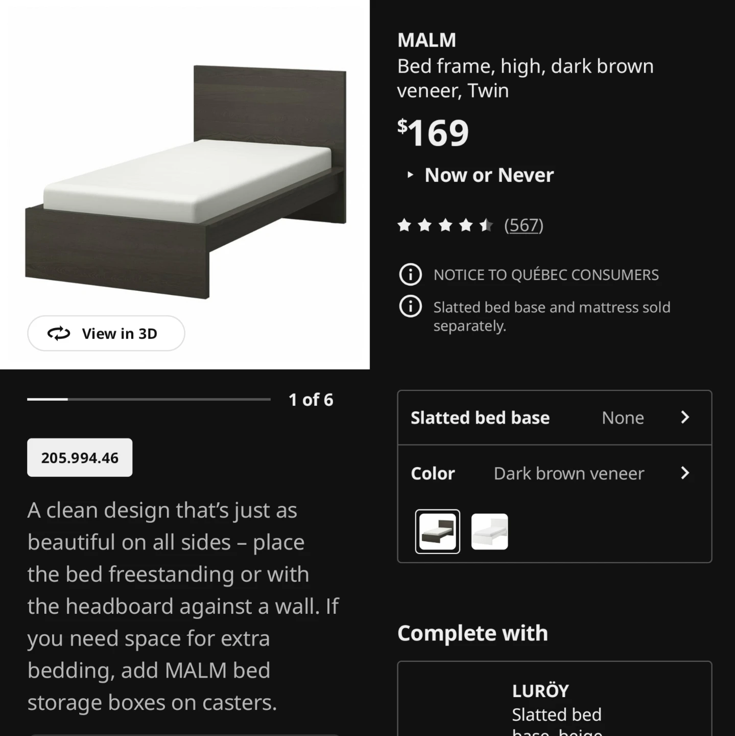 IKEA MALM Twin Bed Frame with 10in. Pillowtop Mattress. Like New - photo 5