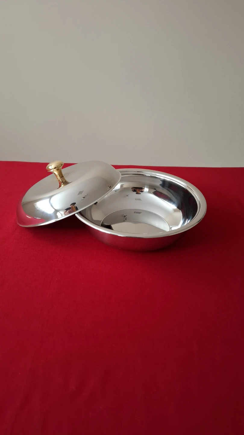 Round Stainless Steel Serving Bowl with Lid - photo 2