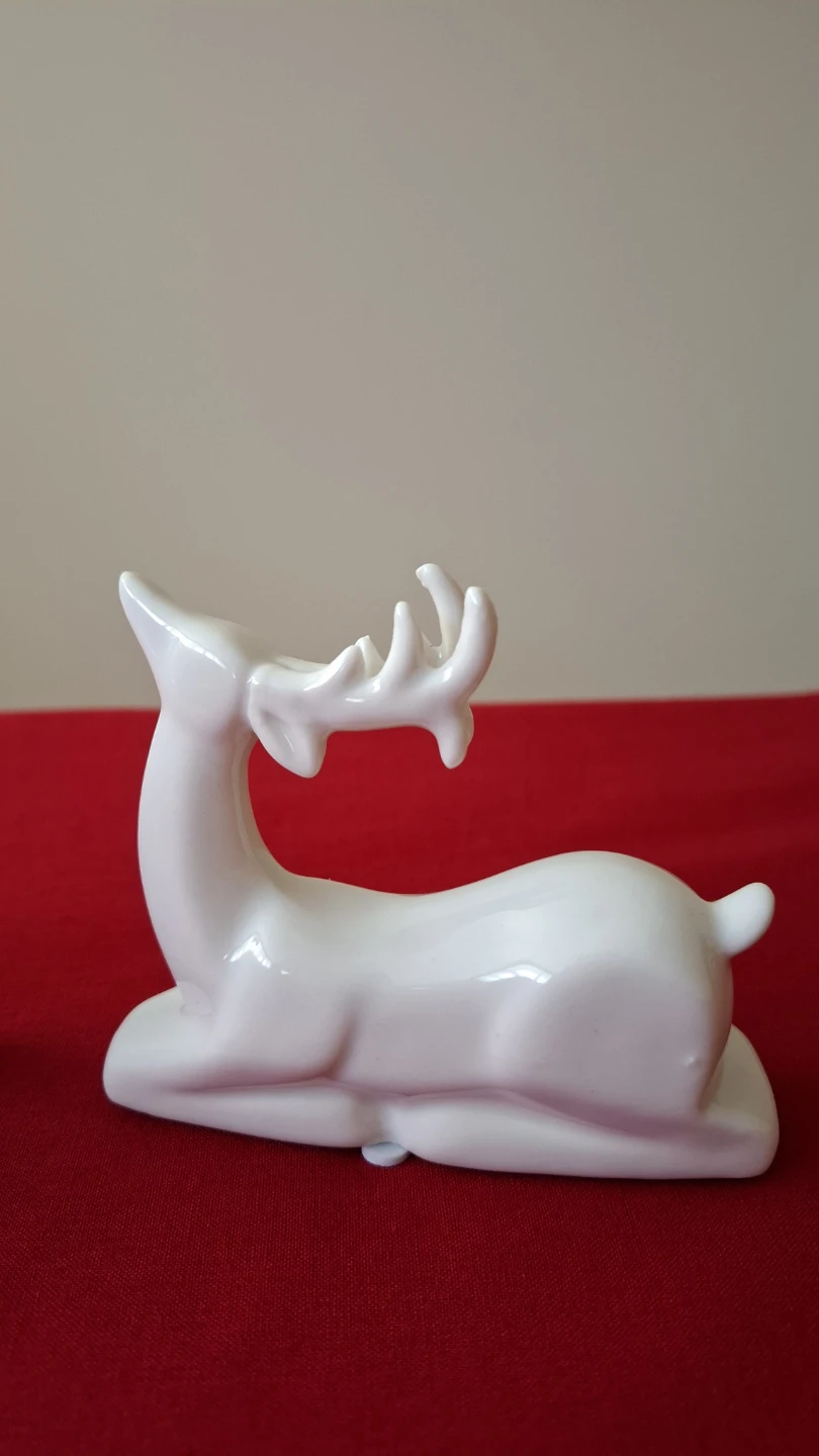 White Porcelain Reindeer Figurines (Set of 2) - photo 3