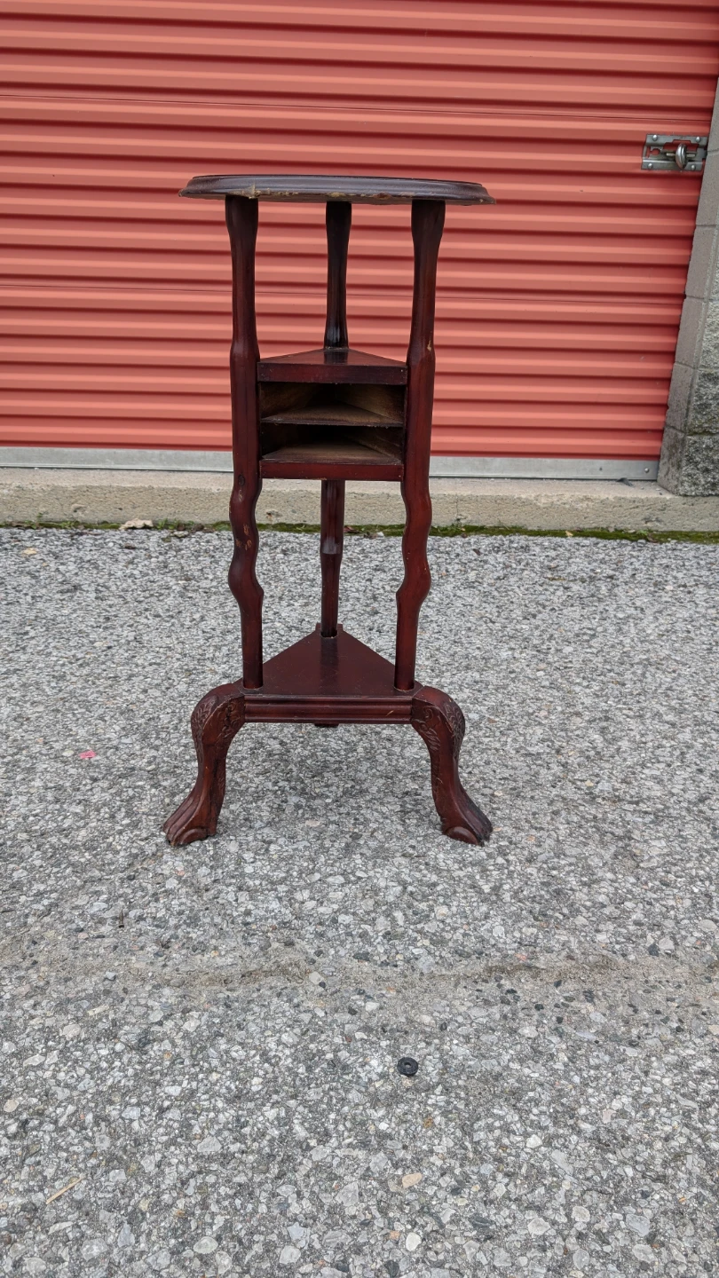 Vintage Wooden Pedestal Side Table
