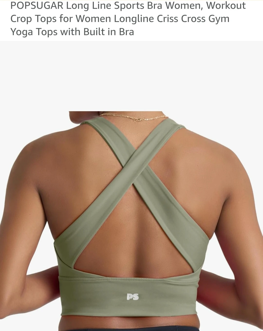 New POPSUGAR Long Line Sports Bra Olive Green - Size S
