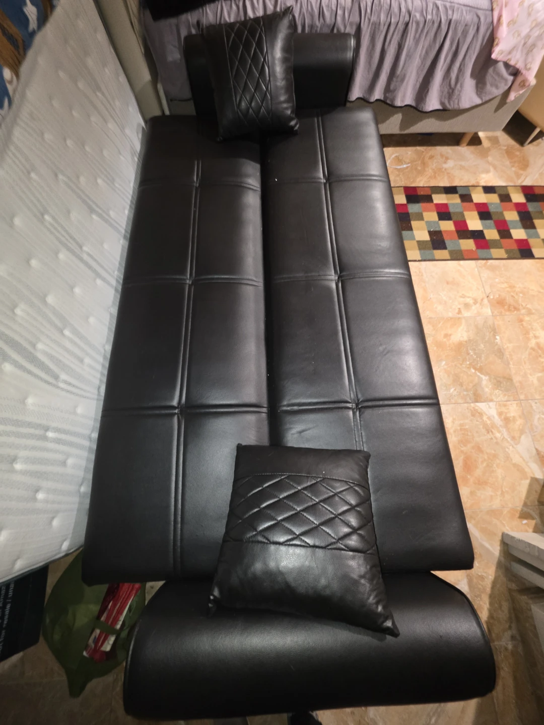 Black Faux Leather Sofa Bed - photo 3