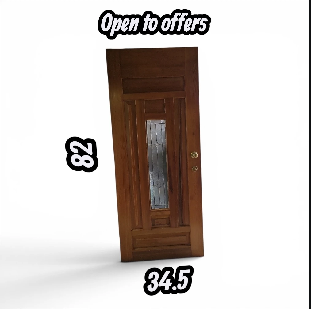 Solid Wood Entry Door with Stained Glass Window - photo 3