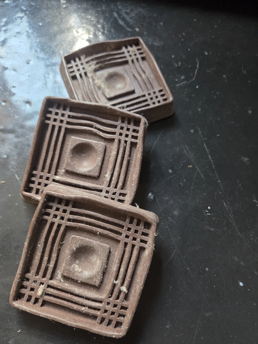 Set of 3 Brown Furniture Caster Cups
