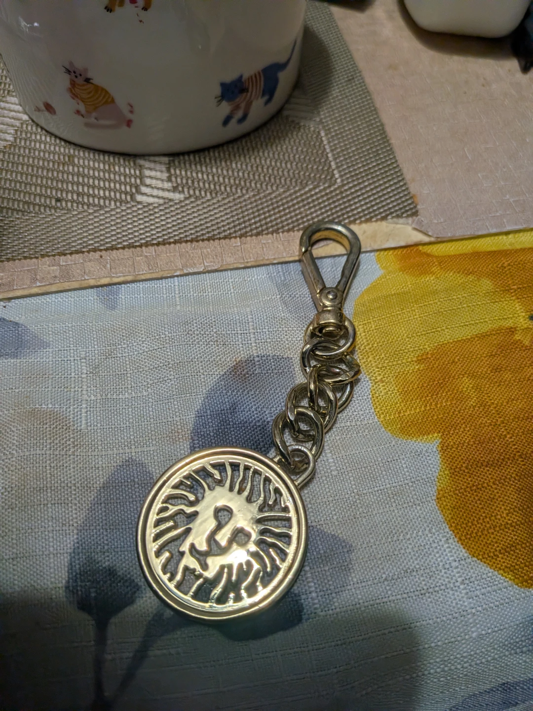 Anne Klein gold-tone lion logo keychain